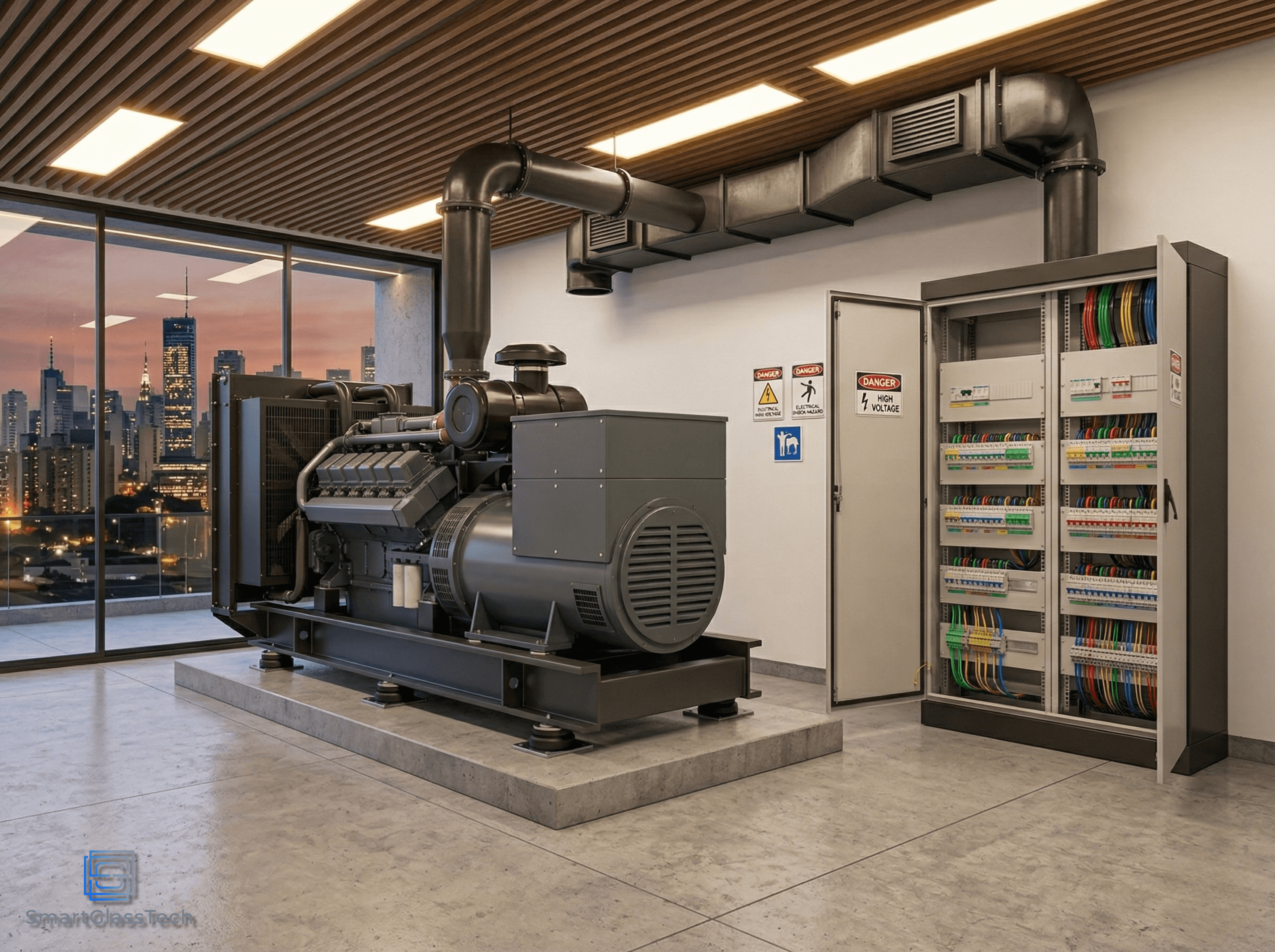 Grupo gerador e infraestrutura elétrica